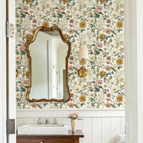 Floral Peel and Stick Wallpaper Vintage Floral 16.9in x 196.8in - Image 2
