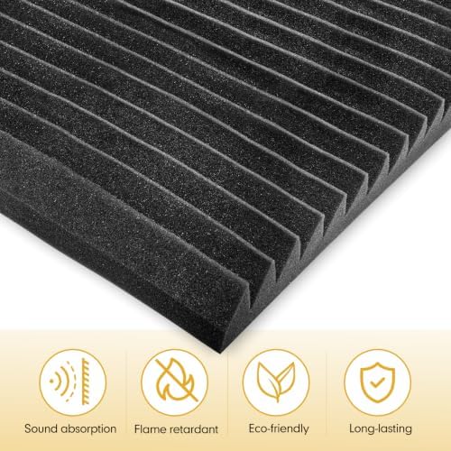 4 Pack Large Wedge Design Acoustic Foam Panels, High-Density Vertical Groove - Image 6