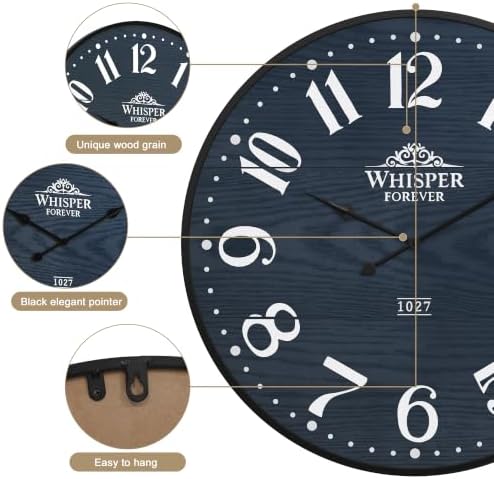 3More Large Wall Clock 24 Inch, Silent Battery Operated Clocks - Image 5