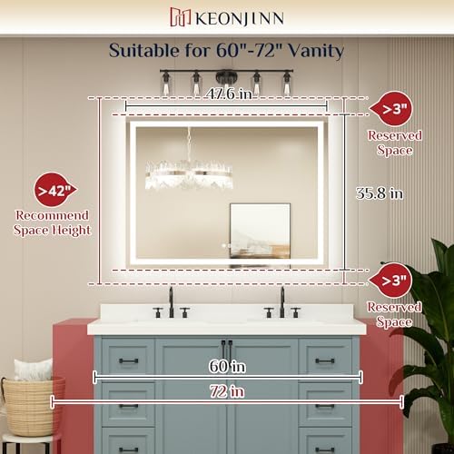 Keonjinn 48x36 Inch LED Bathroom Mirror - Image 6