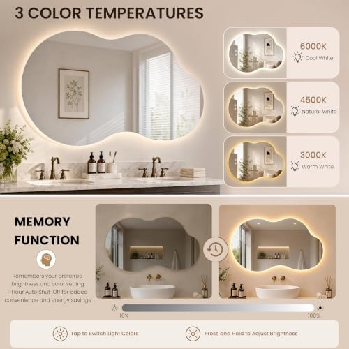 36" x 60" Irregular Backlit Bathroom Mirror - Image 4