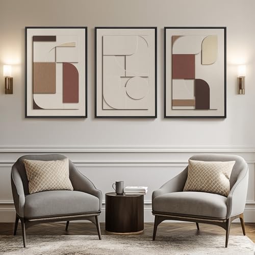 Large 3D Textured Neutral Abstract Framed Wall Art - Image 5