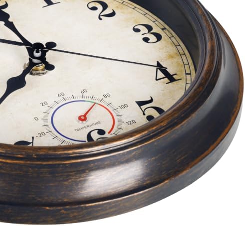 Outdoor Clock Waterproof with Thermometer Small Wall Clock - Image 4