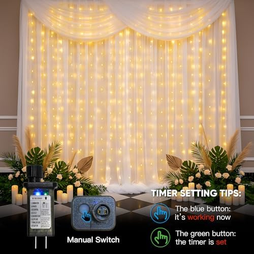 suddus Tangle-Free Curtain Lights, 400 LED Connectable Hanging Lights - Image 6
