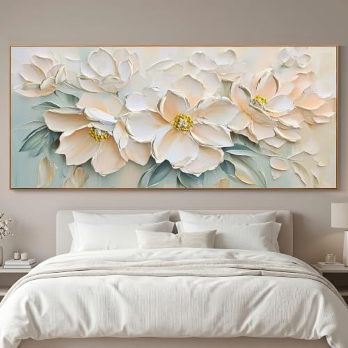 Anolyfi Framed White Floral Canvas Wall Art - Image 6