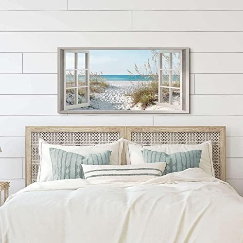 Window Beach Wall Art Prints: Modern Large Tropical Coastal Landscape Canvas - Image 2