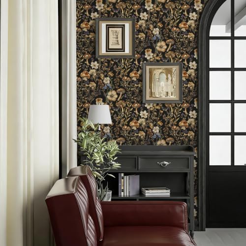 Froluya Mushroom Wallpaper Peel and Stick Dark Contact Paper 16.9” x 196.8” - Image 5