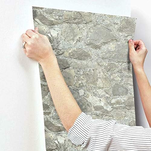 RoomMates Gray and Almond Weathered Stone Peel and Stick Wallpaper - Image 4