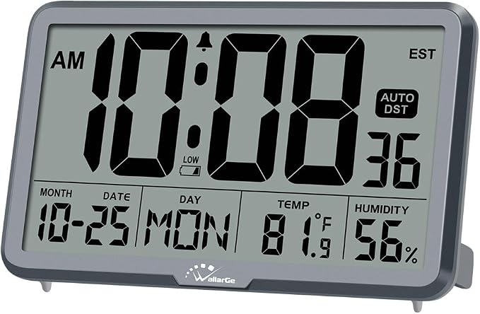 WallarGe Auto Set Digital Wall Clock Battery Operated, Desk Clocks by WallarGe