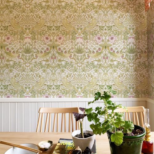 White Floral Peel and Stick Wallpaper William Morris Style Vintage - Image 5