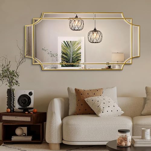 47"x24" Large Gold Rectangle Beveled Mirror - Image 2