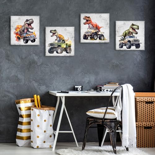 Cool Dinosaur Car Canvas Wall Art Dinosaur Posters - Image 5