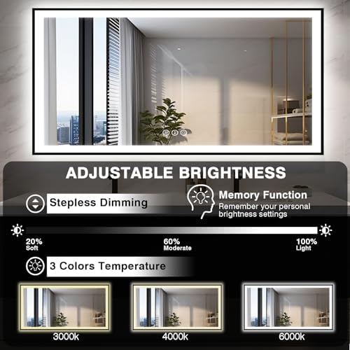 EchosLife 72x40 Large LED Bathroom Mirror - Image 5