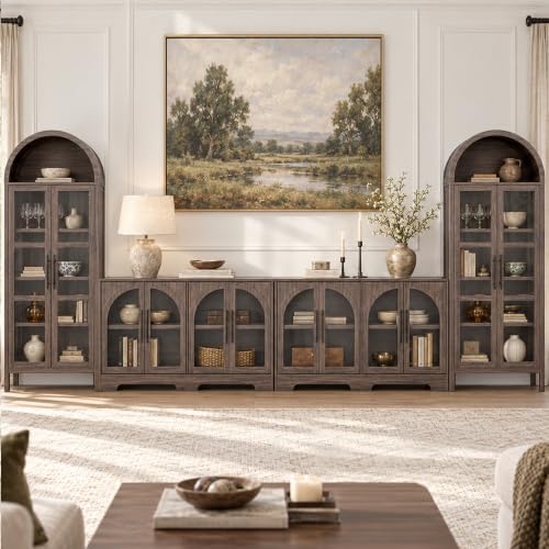 4-Piece Retro Media Console Sideboard Set w/Glass Doors by Unknown