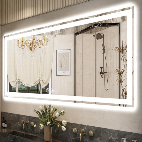 68x36 LED Bathroom Mirror, Separate Front and Back Lights by GreatMirrorTalksItself
