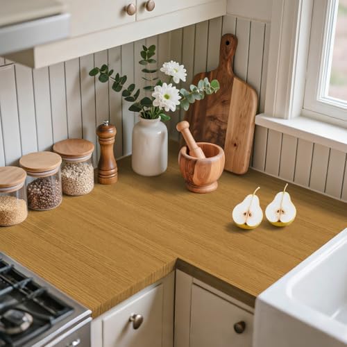 Abyssaly Wood Grain Look Oak Contact Paper Peel and Stick Countertops - Image 5