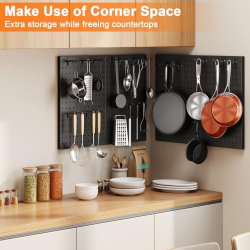 Hencawima Wall Mounted Peg board, 4 Pack Pot and Pan Organizer - Image 6