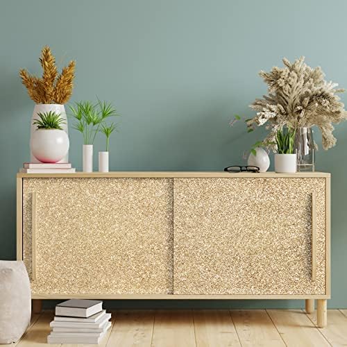 VEELIKE 15.7''x118'' Champagne Gold Glitter Wallpaper Peel and Stick Sparkle - Image 3