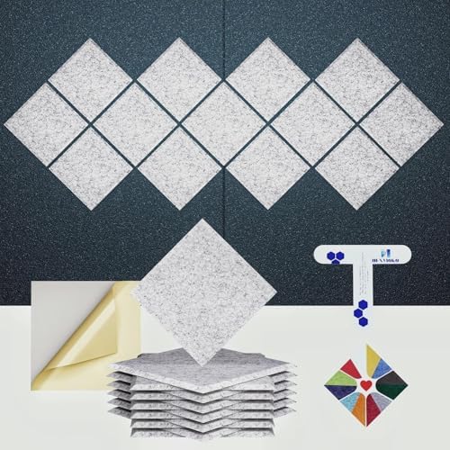 12 Pack Self-Adhesive Acoustic Panels, 2nd Generation Sound Absorbing Panel by DEXMOKO