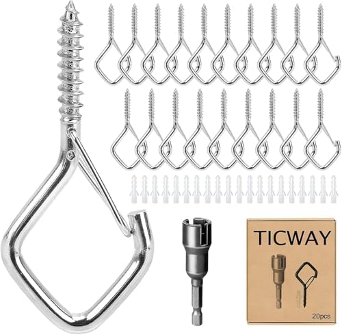 Outdoor Hooks for String Lights & Hanging Screw Hooks by Ticway