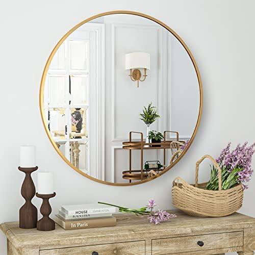 HARRITPURE Round Mirror 23.6" Gold Wall Mounted Circle Mirror by HARRITPUREHome