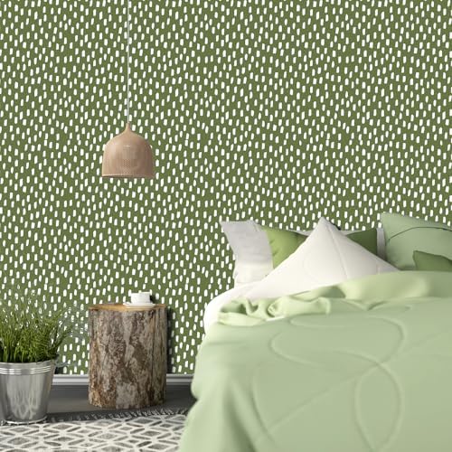 HAOKHOME Sage Green Peel and Stick Wallpaper Geometric Dots 17.3in x 32.8ft - Image 2