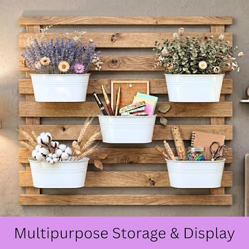 LaLaGreen Hanging Wall Planter White Metal Plant Shelf - Image 5