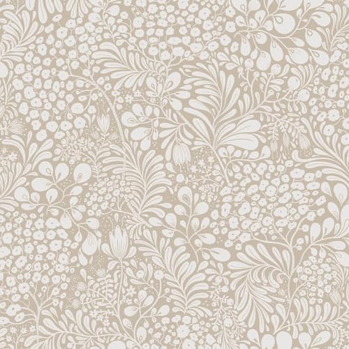 Heroad Peel and Stick Wallpaper Boho Beige Contact Paper Floral Wall Paper by HeroadBrand