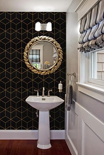 Safiyya 590"x17.3" Black Wallpaper Gold and Black Contact Paper Peel and Stick - Image 5