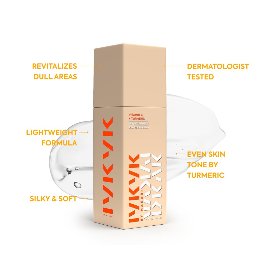 IYKYK By Makari Vitamin C + Turmeric Body Toning Cream, Lightweight Firming Body Lotion for Women, Reduces Appearance of Dark Spots for Radiant Skin, Vegan Moisturizer, No Fragrance, Paraben & Sulfate