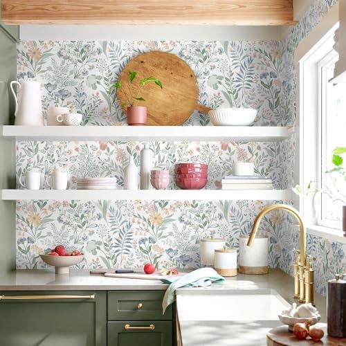 Fititem Floral Peel and Stick Wallpaper Boho Nature Wall Paper 17.3”×197” - Image 3