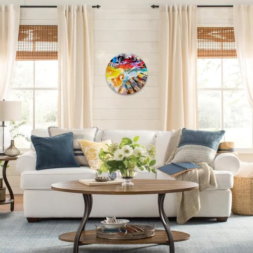 12" Silent Wall Clock, Round Wall Clock, Art Brushes and Oil Paint - Image 4