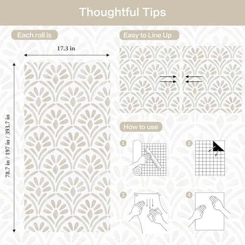 Hopepak 17.3"x394" Beige Peel and Stick Wallpaper - Image 3