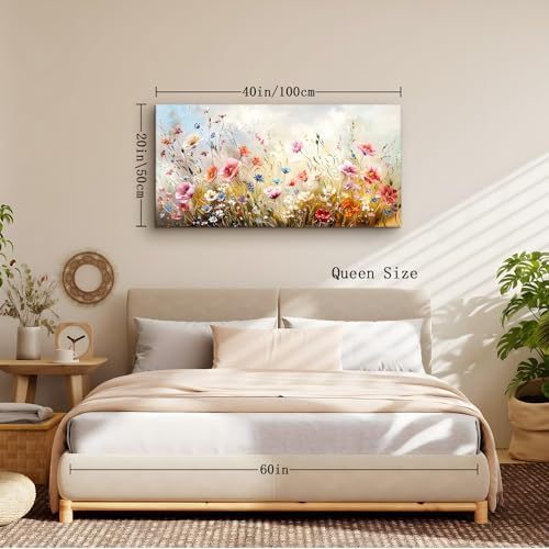 crmotu Floral Botanical Wall Art, Rustic Wildflowers Wall Decor 20"X40" - Image 5