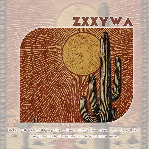 Framed Vintage Desert Cactus Wall Art, Desert Giant Cactus Canvas Print - Image 3
