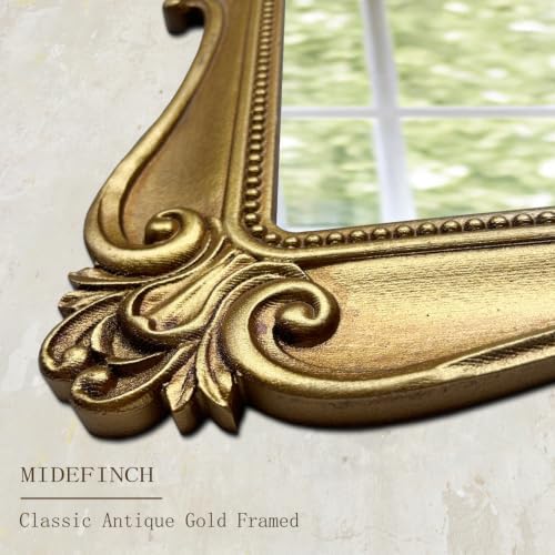 Antique Gold Wall Mirror, Vintage European Ornate Carved Frame - Image 3