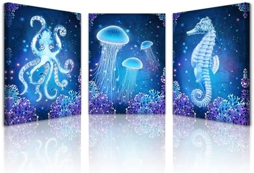 Lapremoly Blue Ocean Animal Seascape Canvas Prints Wall Art Paintings by Lapremoly