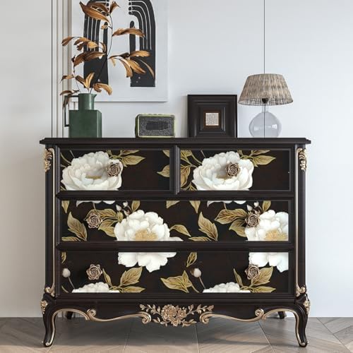BOKEBEVE Leaf Wallpaper Peel and Stick Vintage Black Brown 17.5 x 393.5In - Image 5