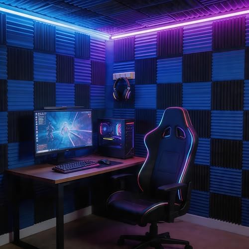 52 Pack Black blue 1" x 12" x 12" Acoustic Wedge Studio Foam Sound Absorption - Image 6