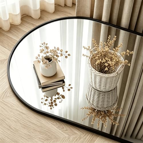 76"x34" Black Arched Full Length Floor Mirror Aluminum Frame - Image 6