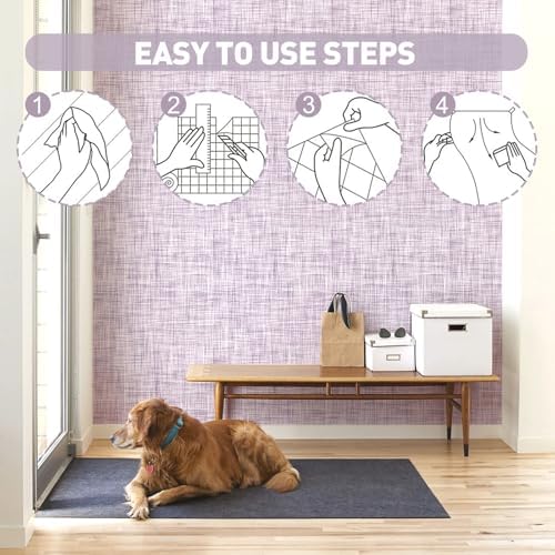 Purple Grasscloth Wallpaper Peel and Stick Wallpaper Texture Contact Paper - Image 4