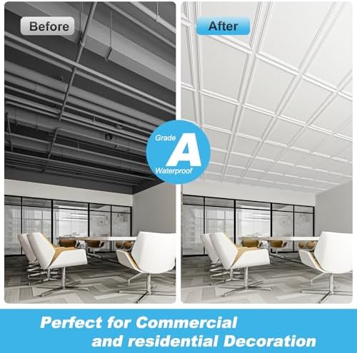 Art3d 12-Pack Waterproof Drop Relief Ceiling Tiles, 24 x 48 in - Image 3