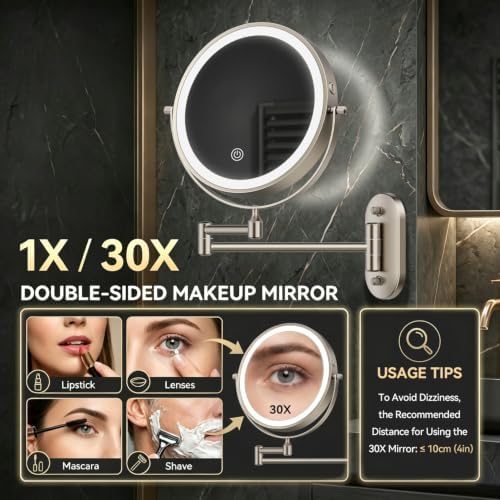 Auxmir 1X/30X Wall Mounted Makeup Mirror - Image 2