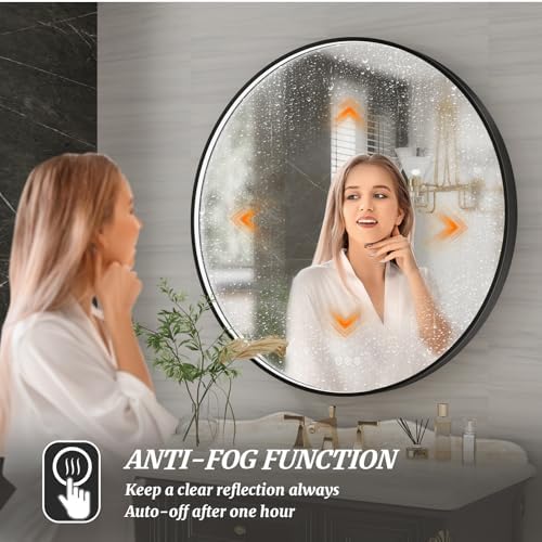36 Inch Round LED Bathroom Mirror, Wall Mouted LED Vanity Mirror - Image 4