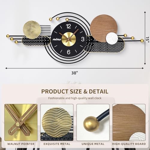 38x15 Inch Modern Decorative Wall Clock Battery Operated - Image 2