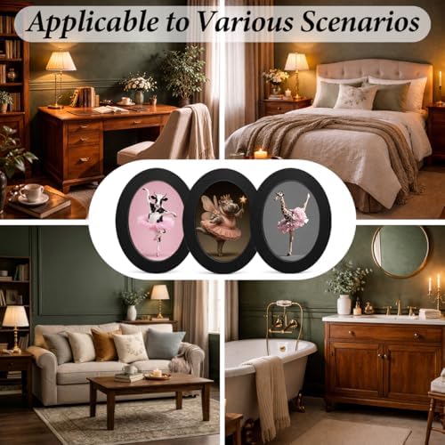 3Pcs Pink Ballet Animal Oval Wall Art Framed Coquette Cute Preppy Decor - Image 6