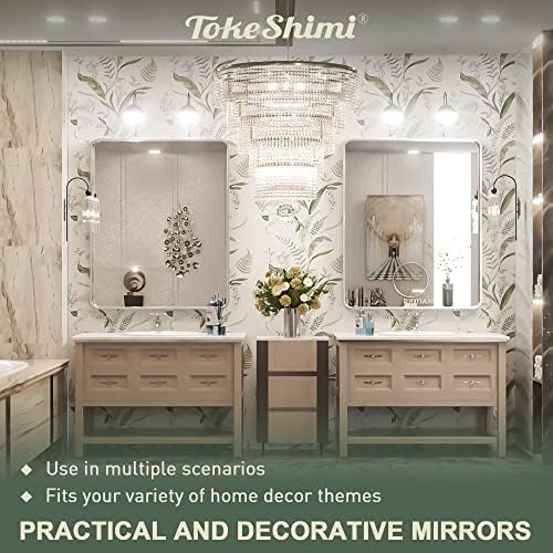 TokeShimi 30 x 36 Inch Brushed Silver Bathroom Mirror - Image 6