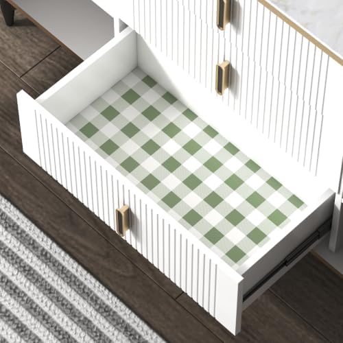OSECAGE Green Peel and Stick Wallpaper Plaid Contact Paper 17.7"x78.8" - Image 4