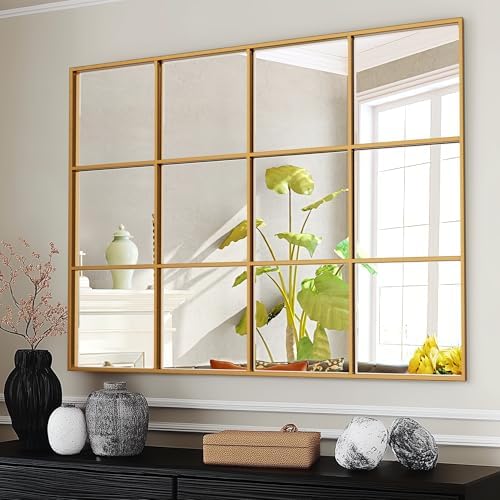 Antok Wall Mirror, Metal Framed Wall Mounted Mirror, Hanging or Leaning - Image 3