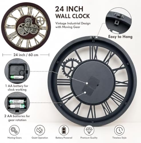 The B-Style Large Wall Clock, 24 inch, Cherry Red and Bronze - Image 2